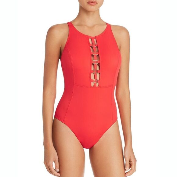 New! AMORESSA MIRACLESUIT Red Women's One-Piece Swimsuit Bathing Suit Red 14 - Picture 6 of 9